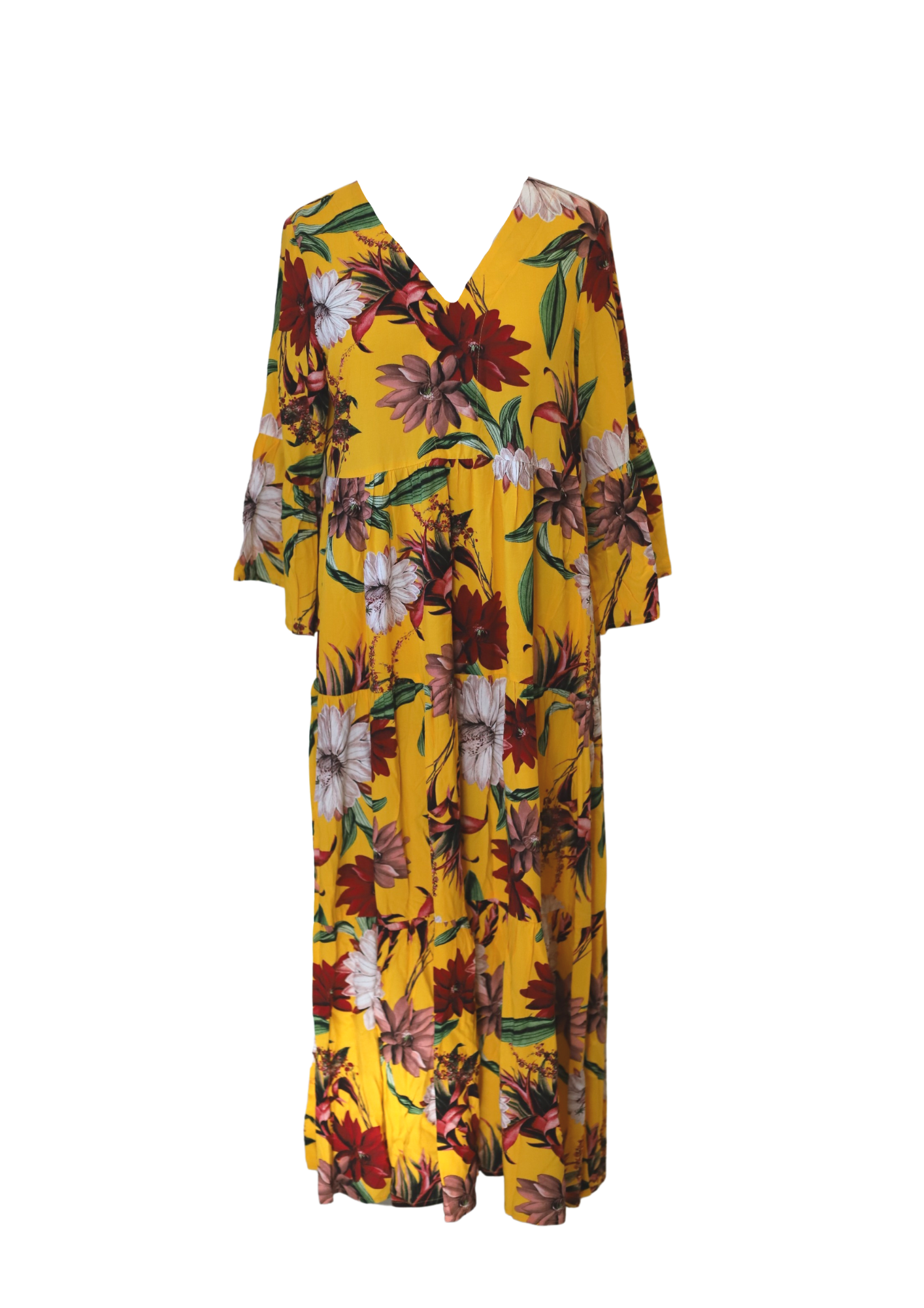 Sally - Long maxi dress -Yellow magnolias SKU 14