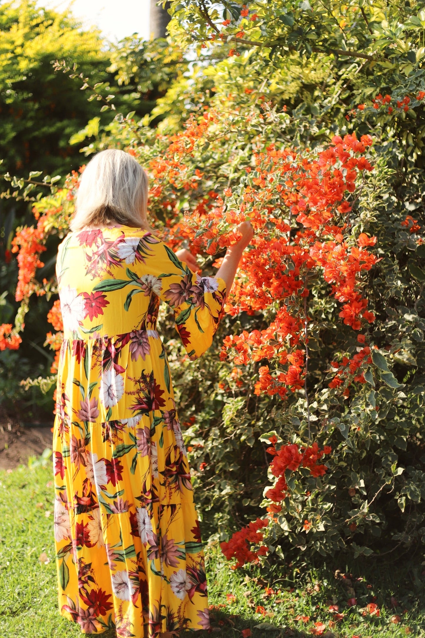 Sally - Long maxi dress -Yellow magnolias SKU 14